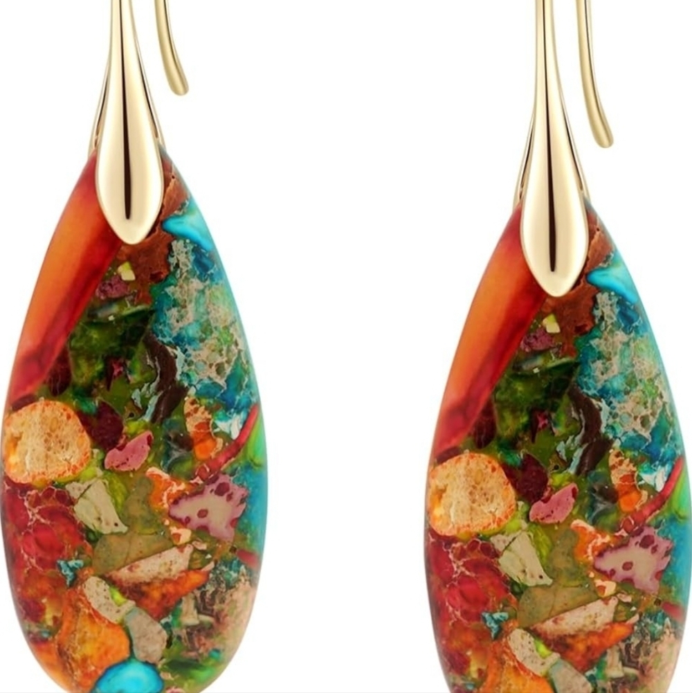 Colorful Teardrop Earrings - Picture 3 of 7